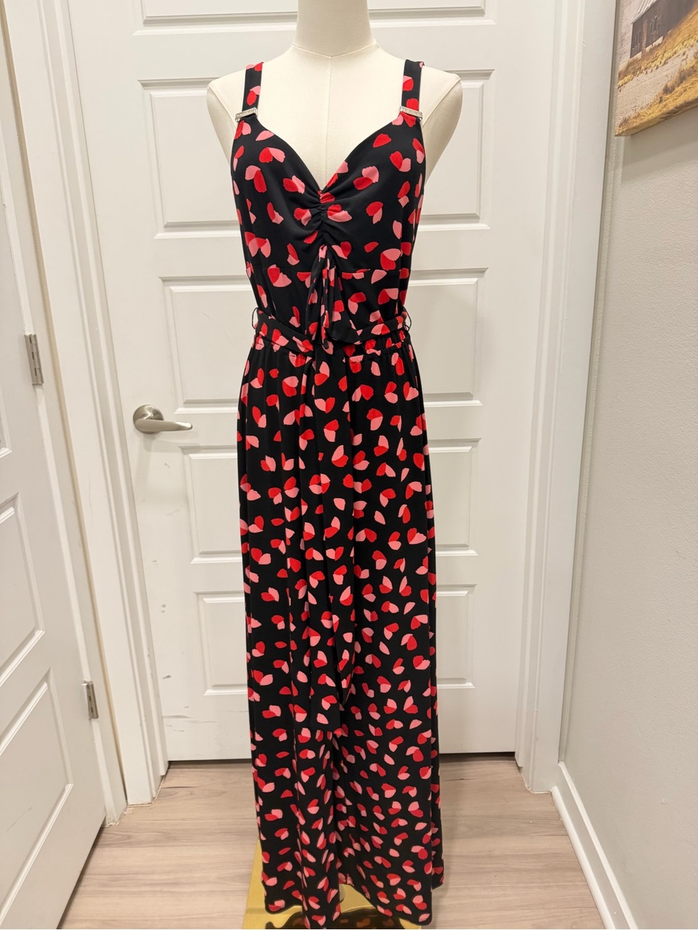 Michael’s Kors Women's Black Jumpsuit with Pink Heart Print - Picture 3 of 11